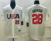 Cheap Men's USA Baseball #28 Nolan Arenado Number 2023 White World Baseball Classic Replica Stitched Jersey