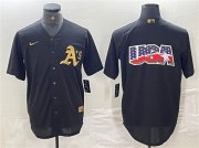 Cheap Men's Oakland Athletics Black Gold Team Big Logo Cool Base Stitched Baseball Jersey
