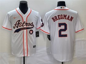 Wholesale Cheap Men\'s Houston Astros #2 Alex Bregman White With Patch Cool Base Stitched Baseball Jersey