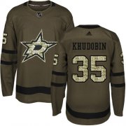 Cheap Adidas Stars #35 Anton Khudobin Green Salute to Service Stitched NHL Jersey