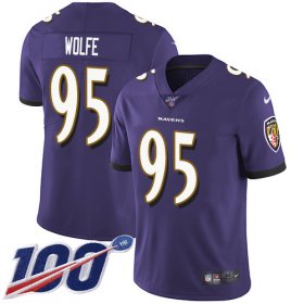 Wholesale Cheap Nike Ravens #95 Derek Wolfe Purple Team Color Men\'s Stitched NFL 100th Season Vapor Untouchable Limited Jersey