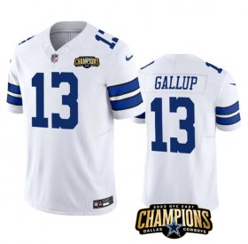 Cheap Men\'s Dallas Cowboys #13 Michael Gallup White 2023 F.U.S.E. NFC East Champions Patch Football Stitched Jersey