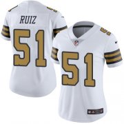 Wholesale Cheap Nike Saints #51 Cesar Ruiz White Women's Stitched NFL Limited Rush Jersey
