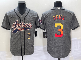 Wholesale Cheap Men\'s Houston Astros #3 Jeremy Pena Number Grey Gridiron Cool Base Stitched Baseball Jersey