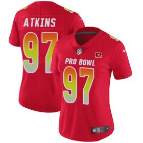 Wholesale Cheap Nike Bengals #97 Geno Atkins Red Women\'s Stitched NFL Limited AFC 2019 Pro Bowl Jersey