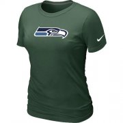 Wholesale Cheap Women's Nike Seattle Seahawks Logo NFL T-Shirt Dark Green