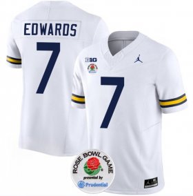 Cheap Men\'s Michigan Wolverines #7 Donovan Edwards 2023 F.U.S.E. White Rose Bowl Patch Stitched Jersey