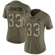 Wholesale Cheap Nike Lions #33 Kerryon Johnson Olive/Camo Women's Stitched NFL Limited 2017 Salute to Service Jersey
