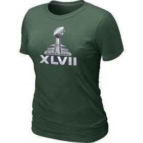 Wholesale Cheap Women\'s NFL Super Bowl XLVII Logo T-Shirt Dark Green