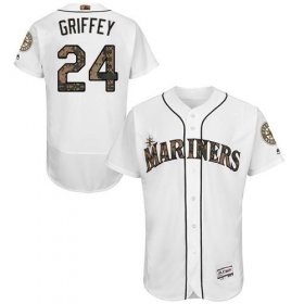 Wholesale Cheap Mariners #24 Ken Griffey White Flexbase Authentic Collection Memorial Day Stitched MLB Jersey