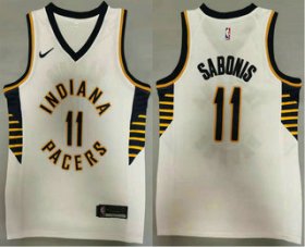 Wholesale Cheap Men\'s Indiana Pacers #11 Domantas Sabonis New White 2021 Nike Swingman Stitched NBA Jersey