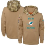 Wholesale Cheap Youth Miami Dolphins Nike Khaki 2019 Salute to Service Therma Pullover Hoodie