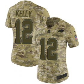 Wholesale Cheap Nike Bills #12 Jim Kelly Camo Women\'s Stitched NFL Limited 2018 Salute to Service Jersey