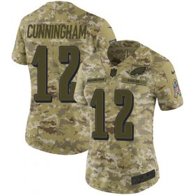 Wholesale Cheap Nike Eagles #12 Randall Cunningham Camo Women\'s Stitched NFL Limited 2018 Salute to Service Jersey