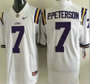 Wholesale Cheap LSU Tigers #7 Patrick Peterson White 2015 College Football Nike Limited Jersey