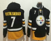 Wholesale Cheap Men's Pittsburgh Steelers #7 Ben Roethlisberger NEW Black Pocket Stitched NFL Pullover Hoodie