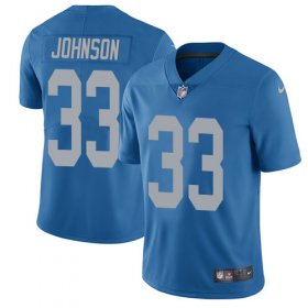 Wholesale Cheap Nike Lions #33 Kerryon Johnson Blue Throwback Men\'s Stitched NFL Vapor Untouchable Limited Jersey