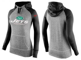 Wholesale Cheap Women\'s Nike New York Jets Performance Hoodie Grey & Black