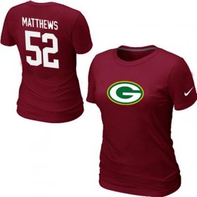 Wholesale Cheap Women\'s Nike Green Bay Packers #52 Clay Matthews Name & Number T-Shirt Red