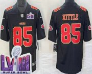 Cheap Men's San Francisco 49ers #85 George Kittle Limited Black Fashion LVIII Super Bowl Vapor Jersey