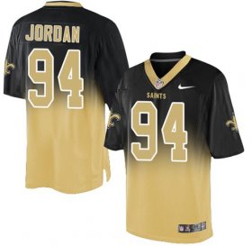 Wholesale Cheap Nike Saints #94 Cameron Jordan Black/Gold Men\'s Stitched NFL Elite Fadeaway Fashion Jersey
