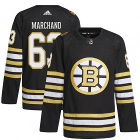 Cheap Men\'s Boston Bruins #63 Brad Marchand Black 100th Anniversary Primegreen Stitched Jersey