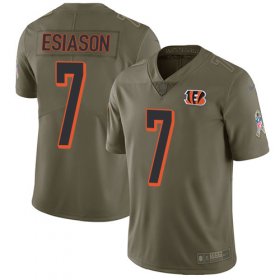 Wholesale Cheap Nike Bengals #7 Boomer Esiason Olive Men\'s Stitched NFL Limited 2017 Salute To Service Jersey
