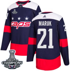 Wholesale Cheap Adidas Capitals #21 Dennis Maruk Navy Authentic 2018 Stadium Series Stanley Cup Final Champions Stitched NHL Jersey