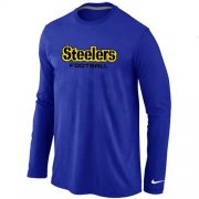 Wholesale Cheap Nike Pittsburgh Steelers Authentic Font Long Sleeve T-Shirt Blue