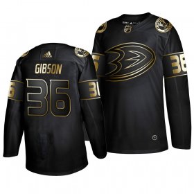 Wholesale Cheap Adidas Ducks #36 John Gibson Men\'s 2019 Black Golden Edition Authentic Stitched NHL Jersey
