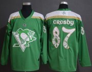Wholesale Cheap Adidas Penguins #87 Sidney Crosby Green Authentic 2019 St. Patrick's Day Stitched NHL Jersey