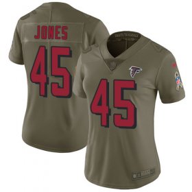 Wholesale Cheap Nike Falcons #45 Deion Jones Olive Women\'s Stitched NFL Limited 2017 Salute to Service Jersey