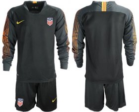 Wholesale Cheap USA Blank Black Goalkeeper Long Sleeves Soccer Country Jersey