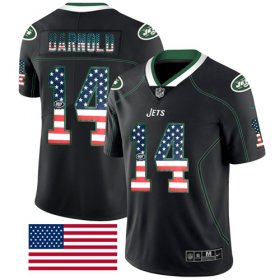 Wholesale Cheap Nike Jets #14 Sam Darnold Black Men\'s Stitched NFL Limited Rush USA Flag Jersey