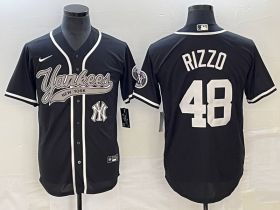 Wholesale Cheap Men\'s New York Yankees #48 Anthony Rizzo Black With Patch Cool Base Stitched Baseball Jersey