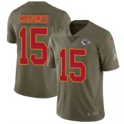 Wholesale Cheap Nike Chiefs #15 Patrick Mahomes Olive Men's Stitched NFL Limited 2017 Salute to Service Jersey
