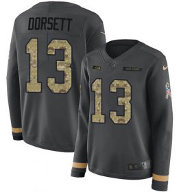 Wholesale Cheap Nike Seahawks #13 Phillip Dorsett Anthracite Salute to Service Women\'s Stitched NFL Limited Therma Long Sleeve Jersey