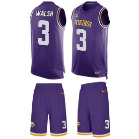 Wholesale Cheap Nike Vikings #3 Blair Walsh Purple Team Color Men\'s Stitched NFL Limited Tank Top Suit Jersey