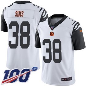 Wholesale Cheap Nike Bengals #38 LeShaun Sims White Men\'s Stitched NFL Limited Rush 100th Season Jersey