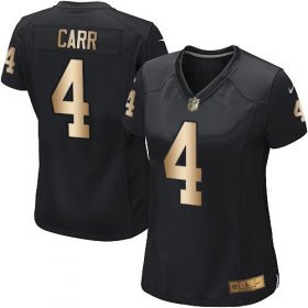 Wholesale Cheap Nike Raiders #4 Derek Carr Black Team Color Women\'s Stitched NFL Elite Gold Jersey