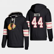 Wholesale Cheap Chicago Blackhawks #44 Jan Rutta Black adidas Lace-Up Pullover Hoodie