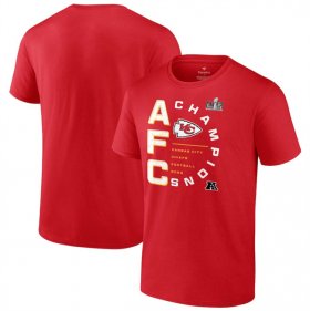 Cheap Men\'s Kansas City Chiefs Red 2023 AFC Champions Right Side Big & Tall T-Shirt