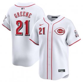 Cheap Men\'s Cincinnati Reds #21 Hunter Greene White Home Limited Stitched Baseball Jersey