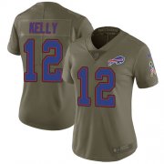 Wholesale Cheap Nike Bills #12 Jim Kelly Olive Women's Stitched NFL Limited 2017 Salute to Service Jersey