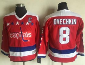 Wholesale Cheap Capitals #8 Alex Ovechkin Red CCM Throwback Stitched Youth NHL Jersey