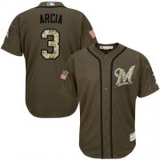 Wholesale Cheap Brewers #3 Orlando Arcia Green Salute to Service Stitched MLB Jersey