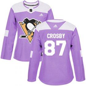 Wholesale Cheap Adidas Penguins #87 Sidney Crosby Purple Authentic Fights Cancer Women\'s Stitched NHL Jersey