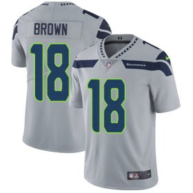 Wholesale Cheap Nike Seahawks #18 Jaron Brown Grey Alternate Men\'s Stitched NFL Vapor Untouchable Limited Jersey