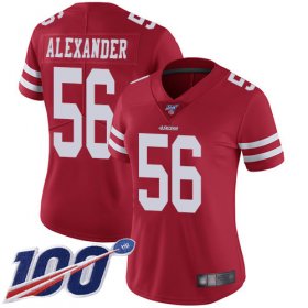 Wholesale Cheap Nike 49ers #56 Kwon Alexander Red Team Color Women\'s Stitched NFL 100th Season Vapor Limited Jersey