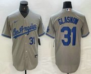 Cheap Men's Los Angeles Dodgers #31 Tyler Glasnow Gray Alternate Player Number Team Logo Cool Base Jersey